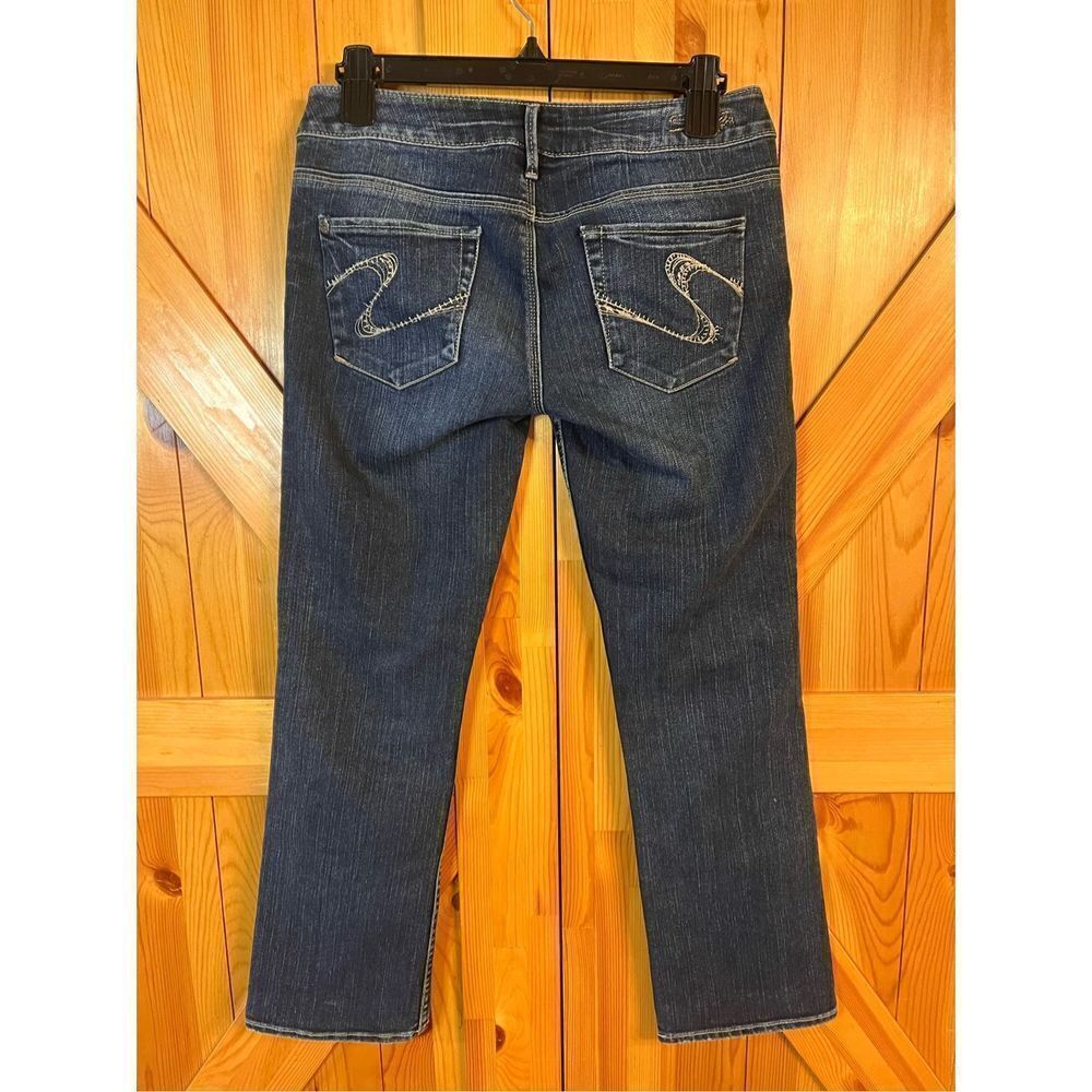 Silver Jeans Womens Santorini Dark Wash Denim Size 27 Straight Fit Cropped (3019 - Picture 4 of 8
